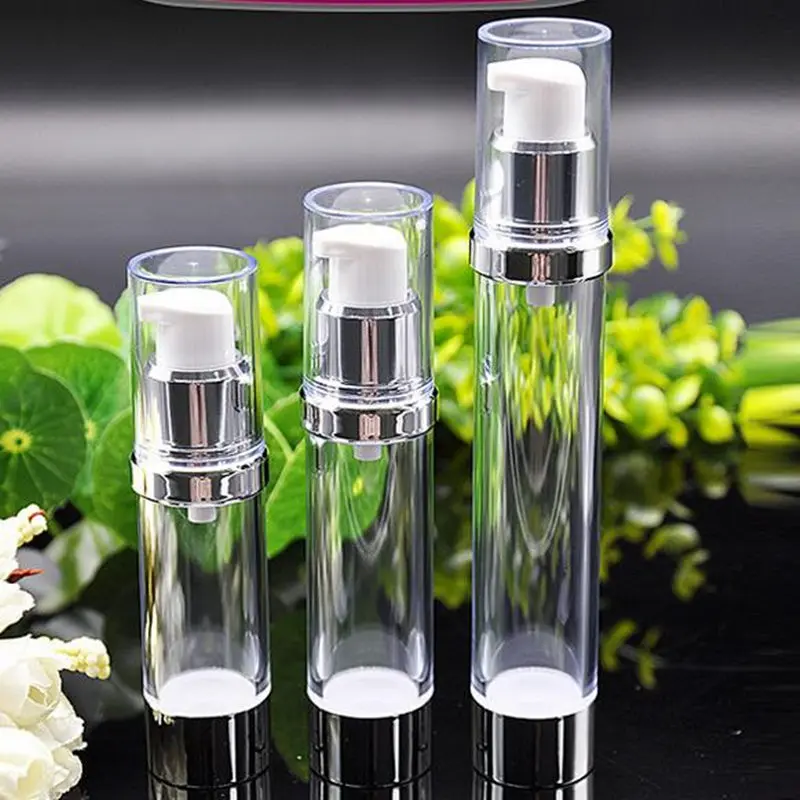 Download Silver Airless Pump Bottle Cosmetic Eye Cream Bottle Essence Plastic Bottle 15ML 20ML 30ML ...