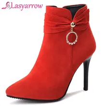 Lasyarrow Cristal Botas Feminina Sexy de Salto Alto Ankle Boots Para A Mulher Casamento Sapatos Saltos Stilettos Elegante Outono Inverno F186