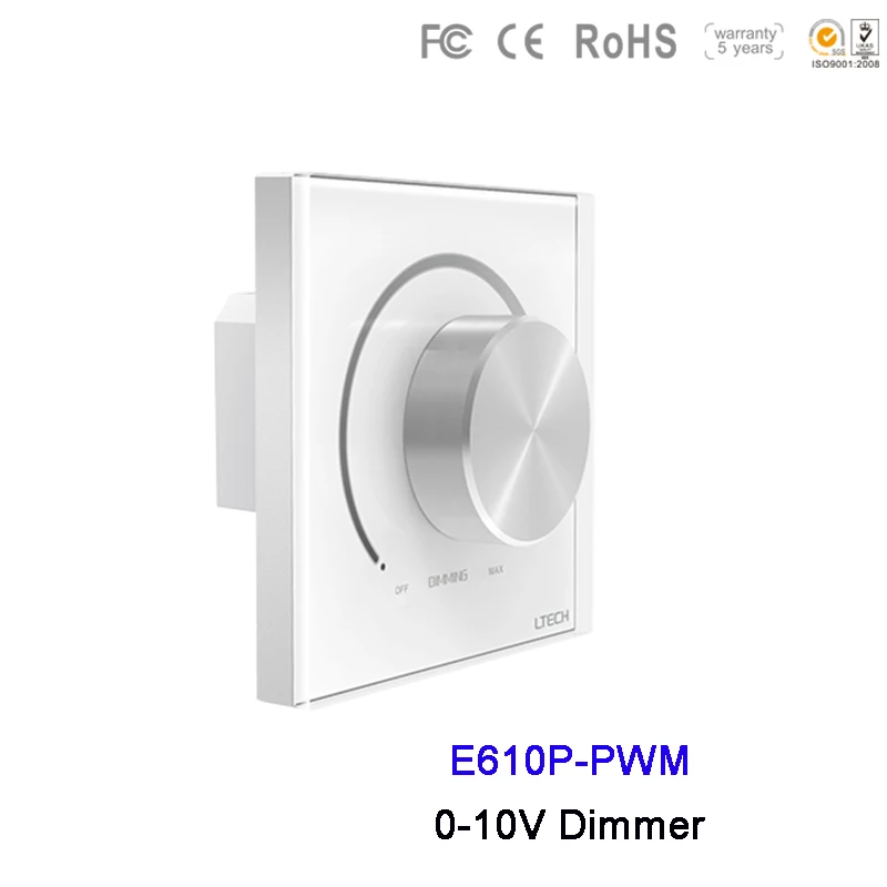 

LTECH E610P-PWM Led 10V PWM Dimmer AC110V 220V High Voltage 10V PWM Output Knob Panel Wall Mount 86mm 0-10V switch Controller