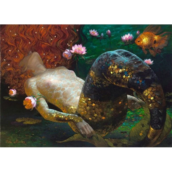 

2016 new style 5d Diamond Painting Rhinestone Cross Stitch characters Mermaid Diamonds Embroidery needlework Home Decor k507