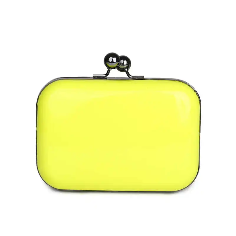 Luxy Moon Yellow Pure Leather Clutch Front View