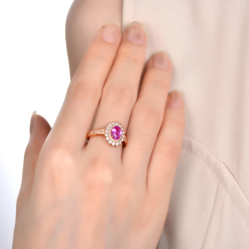 18k/Au750 Gold 1.02ct Pink Sapphire & 0.65ct Natural Diamond Engagement Ring Fine Jewelry