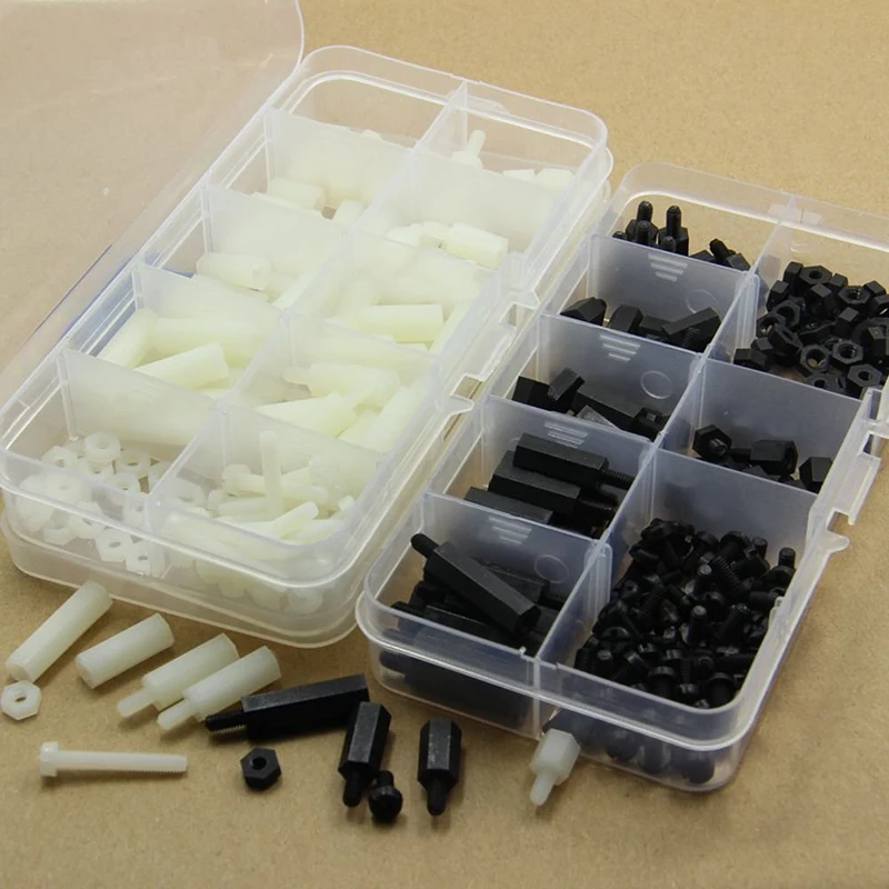 

300pcs M3 Nylon Hex Spacer Screws Nut Distance Weapon Plastic Accessories Assortment Kit
