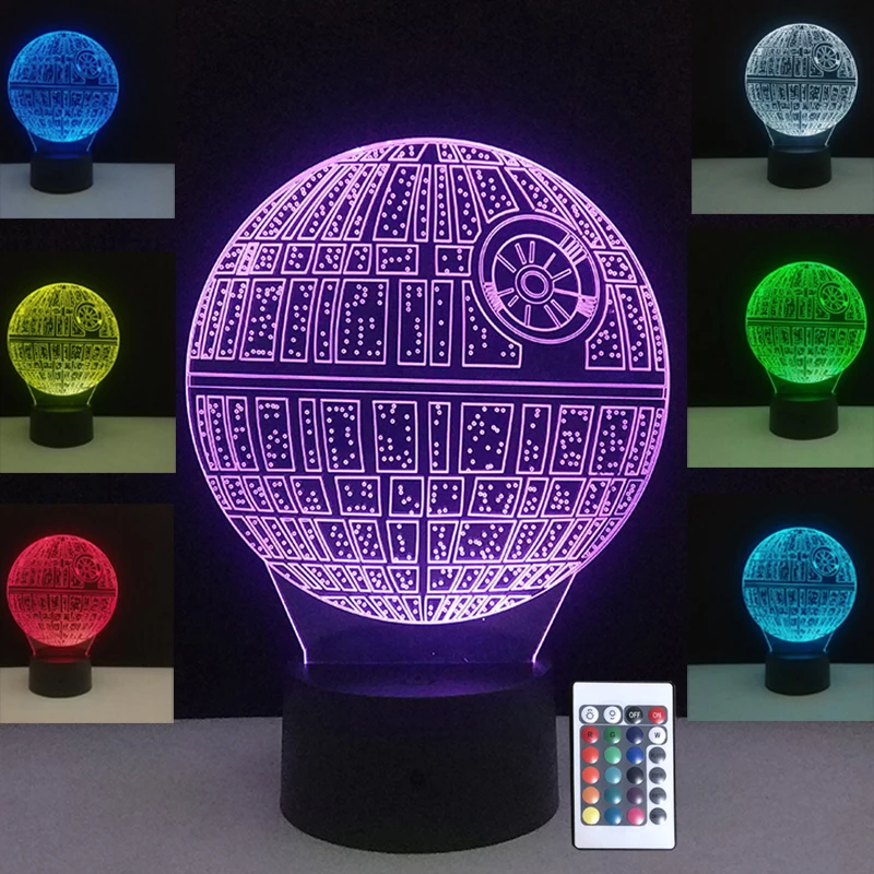 

3D Lamp Death Star Table Lamp Optical Illusion Visual Led Night Light For Star Wars 7 Colors USB Touch Sensitive Switch Lights