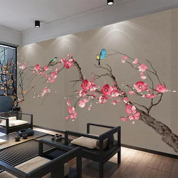 

Photo Wallpaper Chinese Style 3D Hand Painted Plum Blossom Flowers And Birds Murals Living Room TV Sofa Background Wall Paper 3D