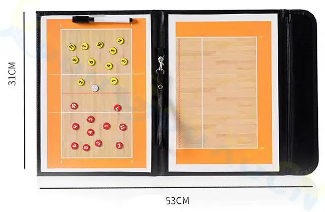 1pcs volleyball Coach Match Training Tactical Plate Coaching Board Kits Magnetic Chess Pieces Foldable Coach Board PU Cover