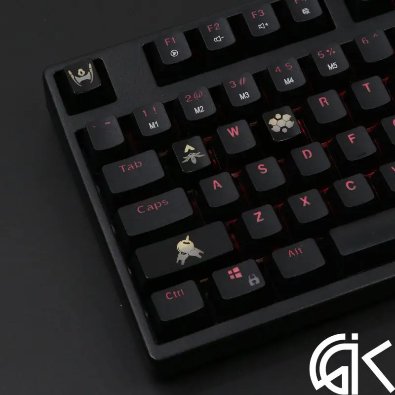 4 шт./компл. keysets подсветка OW ключ Шапки из АБС-пластика с гравировкой клавиши блеск-через для патруля gamer механическая клавиатура ANSI черный