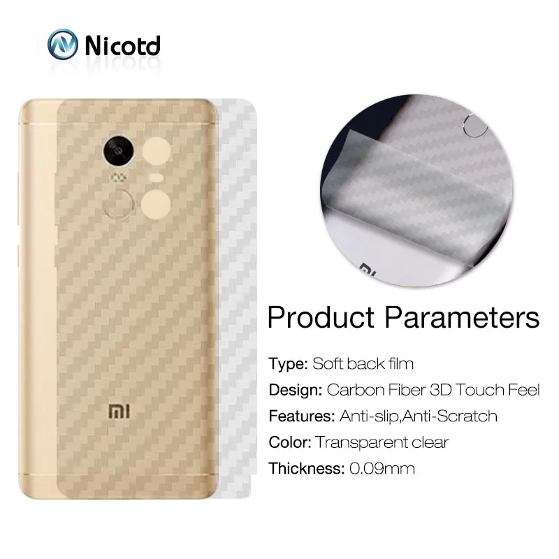 

5pcs/lot for Xiaomi Redmi 5 plus Back 3D Carbon Fiber Screen Protector for redmi 4X Note 5A 4X Protective Film For Mi max 2 Mix