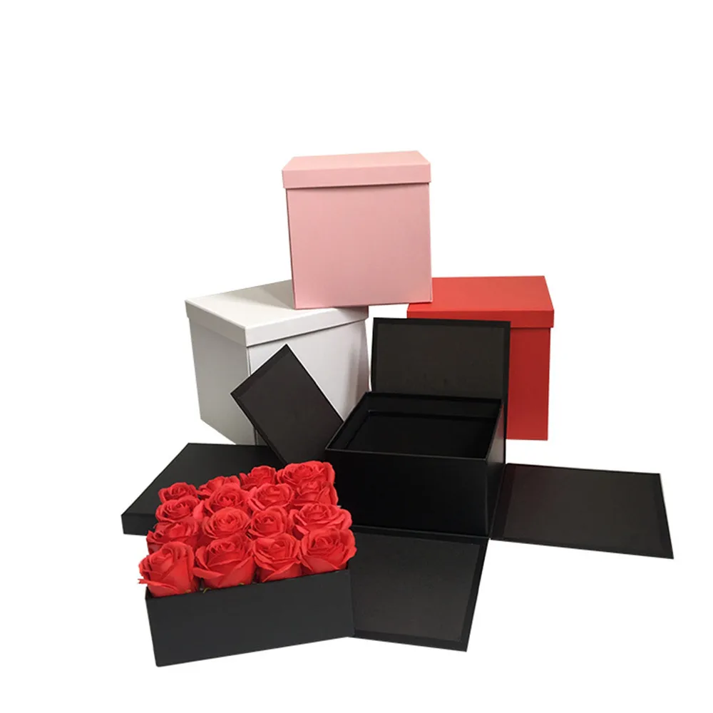 

2019 New design square box inner have two floors packing gift & flower boxes,wedding / birthday party gift box ,buy 2pcs 10% OFF