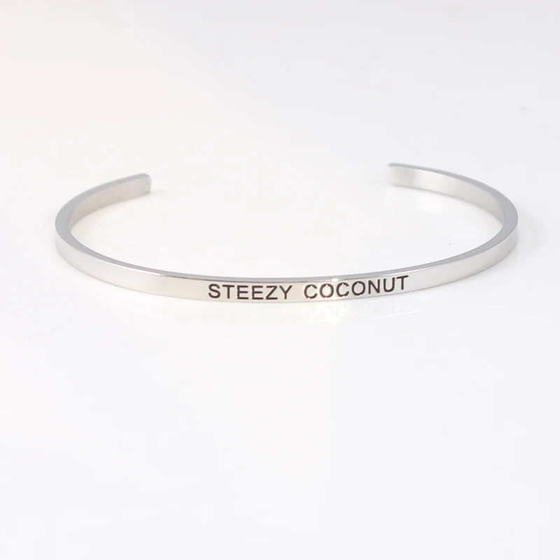 Будровский Серебряный мантра браслет из нержавеющей стали для мужчин и женщин с надписями манжета браслеты - Окраска металла: steezy coconut