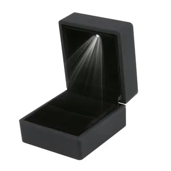 

Black/Blue LED Lighted Earring Ring Gift Box Wedding Ring Jewelry Display Packaging Organizer Storage For Engagement