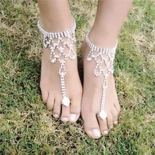 PINKSEE/пляжные сандалии для невесты, украшенные кристаллами, с открытым носком; браслет на щиколотке; женские модные украшения на лодыжке