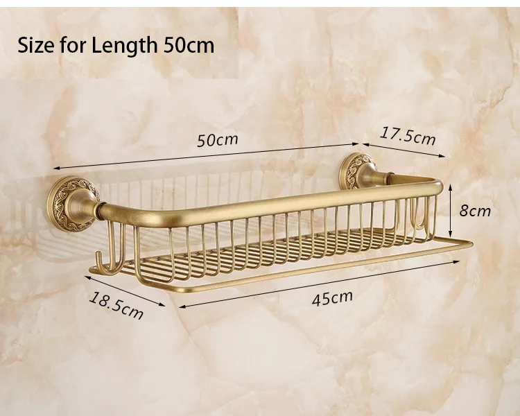 Многофункциональная душевая корзина для ванной комнаты с полотенцем и крючками, античная латунная коллекция Лондонский стиль, хорошо подходит для кухни дома