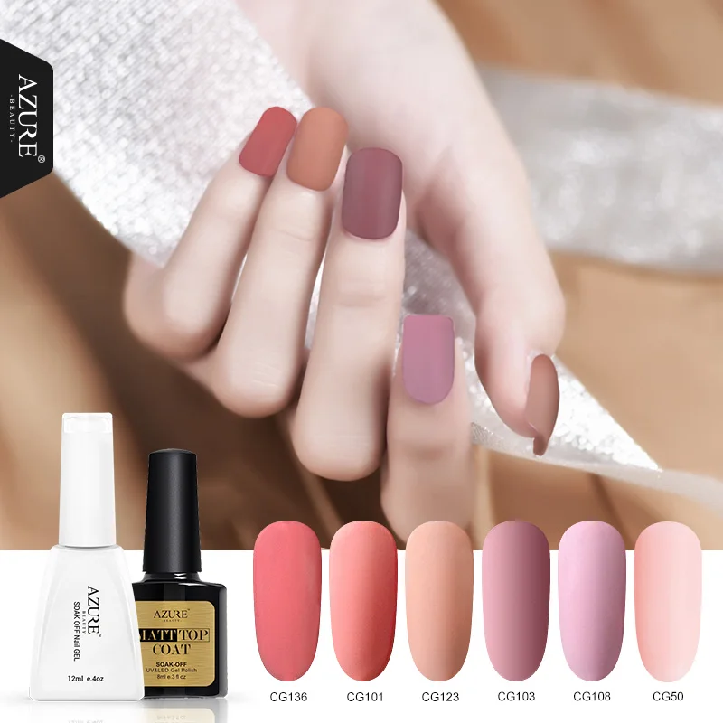 

Azure Beauty Matte Top Coat UV Nail Gel Polish Manicure Set Matte Effect Hot Sale Color Led Gel Soak Off Hybrid Nail Lacquer Set