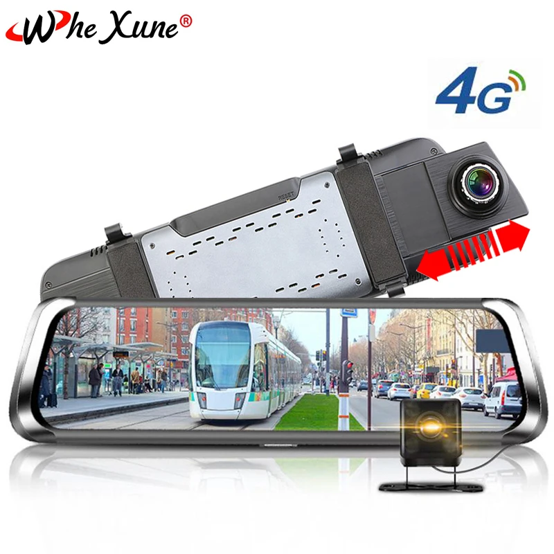 WHEXUNE 4G Android Видеорегистраторы для автомобилей 10 дюймов IPS сенсорный Экран Bluetooth WiFi