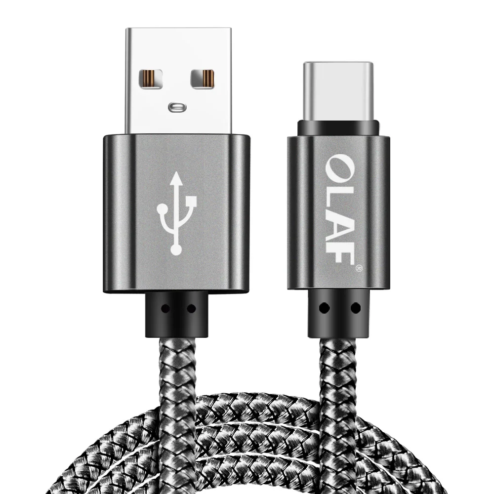 Олаф usb type-C кабель для быстрой зарядки USB C кабель для передачи данных для samsung S8 S9 для Xiaomi Mi 8 для huawei P20 lite/pro для Oneplus - Цвет: gray