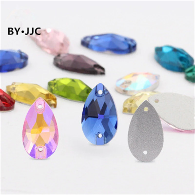 

11*18mm high quality crystal glass flat drill Water drop hand-stitched mocha color DIY clothing dress accessories