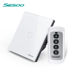Sesoo настенный выключатель света 1 gang 1 способ sy2-01 smart touch переключатель rf433 Дистанционное управление Кристалл закаленное Стекло Панель