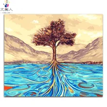Дерево жизни источник силы живопись по номерам ручной работы холст книги искусству фотографии с цвета и кисточки для Декор в гостиную