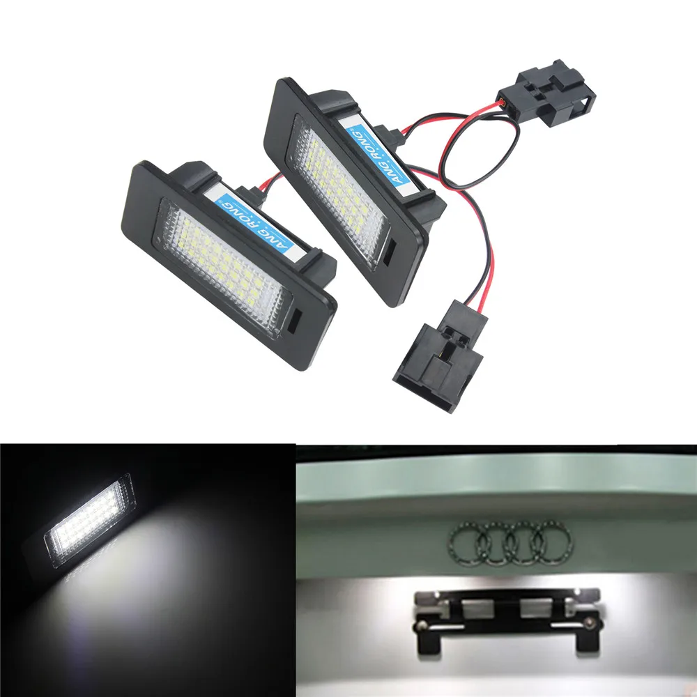 

ANGRONG 2X LED License Number Plate Light Canbus For Audi A4 B8 A5 S5 TT Q5 For VW Passat R36