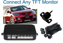 Free shipping 4 Sensors visible Car Parking Reverse Backup Radar with camera,universal parking sensor for monitor display S