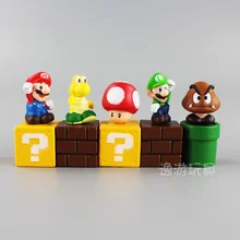 5 шт./компл. Super Mario Bros Комплект, конструктор, Марио Гумба Марио Луиджи Troopa и Гриб Мини Фигурки игрушки