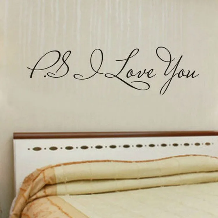 PS I LOVE YOU vinyl wall decal sticker bathroom mirror inspirational art Free Shipping