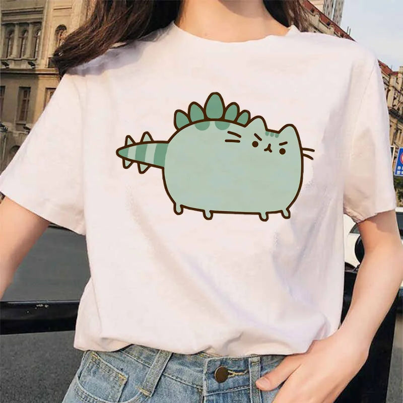 Cute Pusheen Cat Graphic T-Shirt – Fun Harajuku Cartoon Design