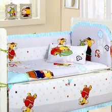 Промо-акция! 6 шт. мультфильм бампер для детской кроватки, Бампер Лист, Индивидуальный размер уход за ребенком постельных принадлежностей(бамперы+ лист+ наволочка