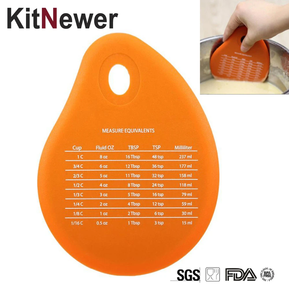  Silicone Bowl Scraper Muticolor Cream Measuring Unit Conversion Spatula Cleaning Pot Pan Baking Coo