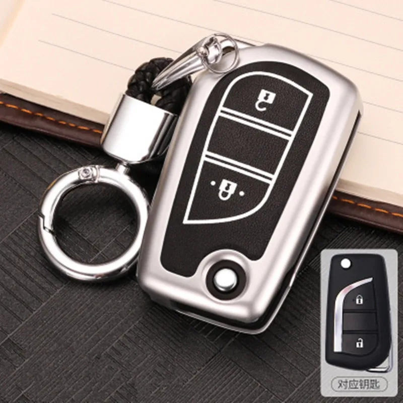 Автомобильный ключ чехол для ключей в виде ракушки для Toyota Corolla Avensis RAV4 Auris Chave Camry Yaris Hilux 2007 - Название цвета: 2 button silver