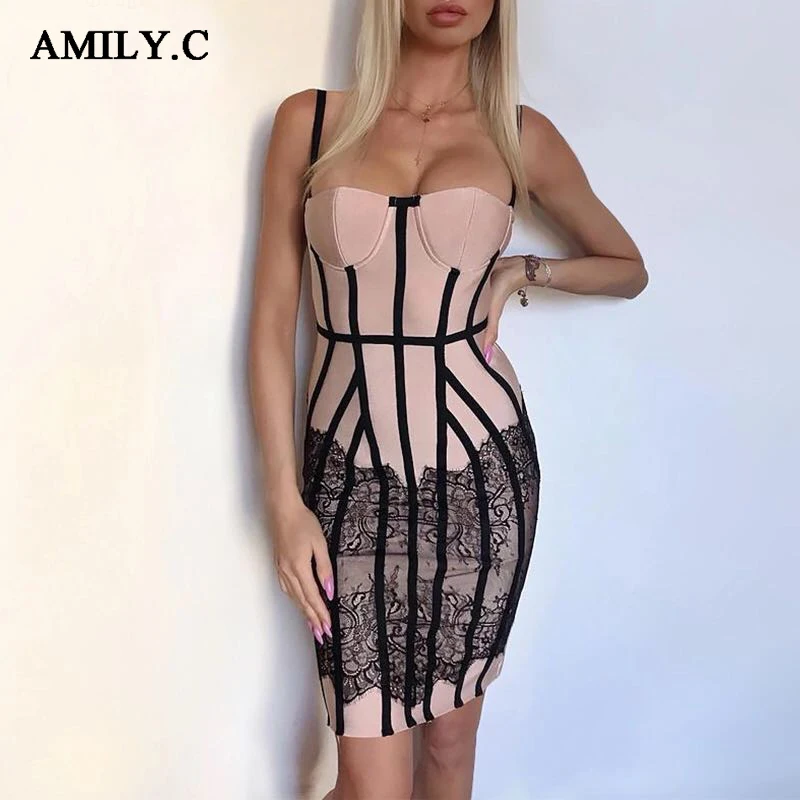 Amily.c пикантные летние платья с ремешком Для женщин Vestido 2021 Новое облегающее
