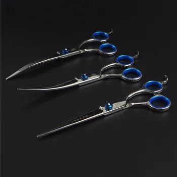 

New Professional Pet Dog Grooming Scissors Set 7.0 inch High Quality Pet Scissors Cutting Curved Shears tesoura pet 3Pcs/Set