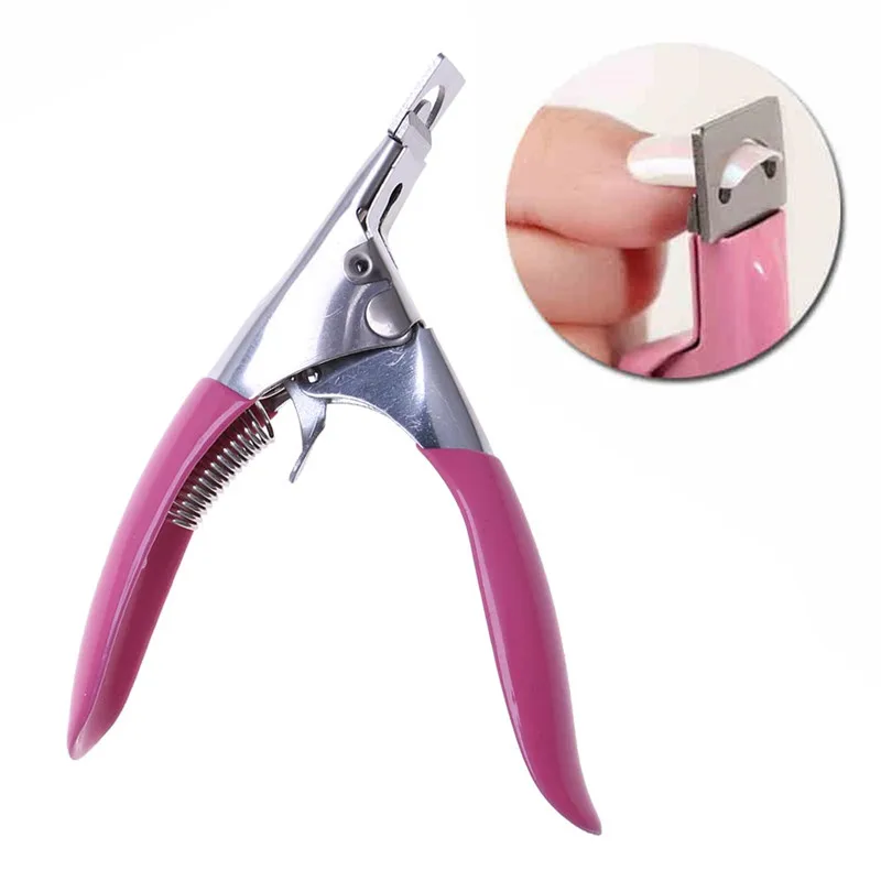 Розовый Дизайн ногтей резец края акриловые УФ гель Ложные Nail Clipper Советы Маникюр Инструмент