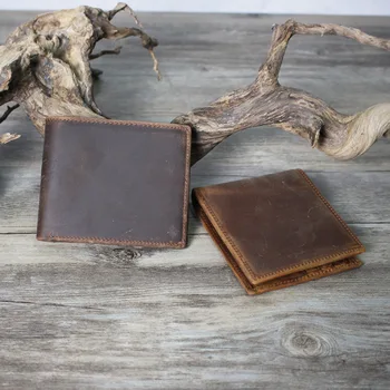 

2018 Luxury Real Cow Genuine Leather Wallet Men Zipper Top Quality Husband Short Small Wallets Purse with Coin Pocket Handmade