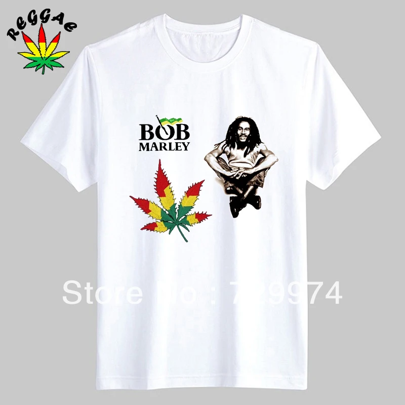 

Bob Marley and reggae leaf man thick cotton t shirt vintage fashion