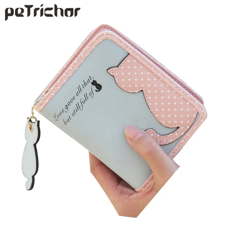 Petit Portefeuille En Cuir Pu Pour Femmes Marque De Luxe Mignon Design Chat Pour Filles Porte Cartes Portefeuilles A Glissiere Aliexpress