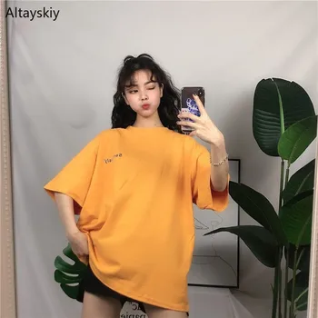

T-shirts Women Summer Korean Style Loose Harajuku All-match Womens Print O-Neck Short Sleeve Female Daily Trendy Comfortable