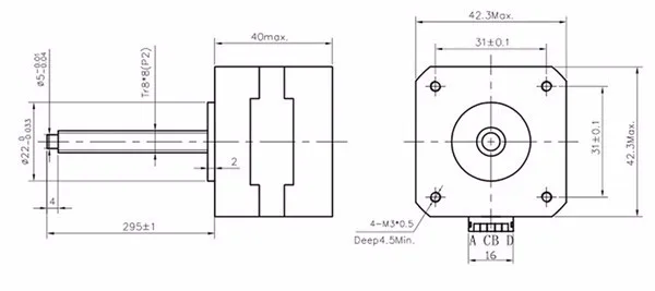 JKM NEMA17 Two Phase 42mm Linear Hybrid Stepper Motor 1.8Degree 1.0A 40mm Length For CNC Router
