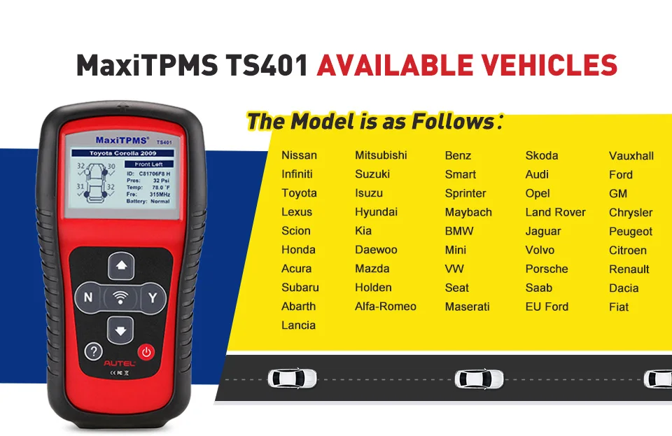 AUTEL MaxiTPMS TS401 TPMS инструмент давления в шинах mx-сенсор 315& 433 МГц активатор Программирование датчики давления в шинах TPMS активация Univeresal