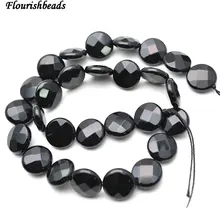 Граненый натуральный чистый черный оникс агат плоские круглые монеты камень Loose бусы 8 мм 10 мм 12 мм 14 мм 16 мм 18 мм 20 мм