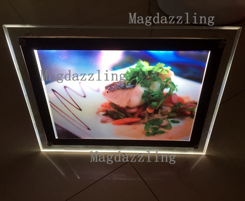 5PCS A4 Slim Acrylic Frame LED Edge lit Menu Boards Restaurant Desktop