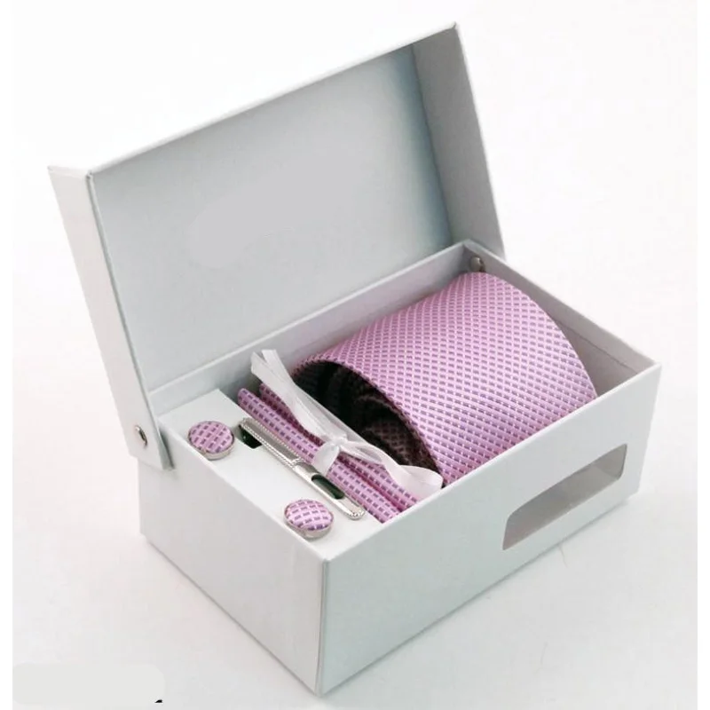 Подарочная упаковка набор галстуков включает зажим для галстука и носовой платок запонки мужские для формальных и деловых встреч и торжеств галстук для жениха - Цвет: 09