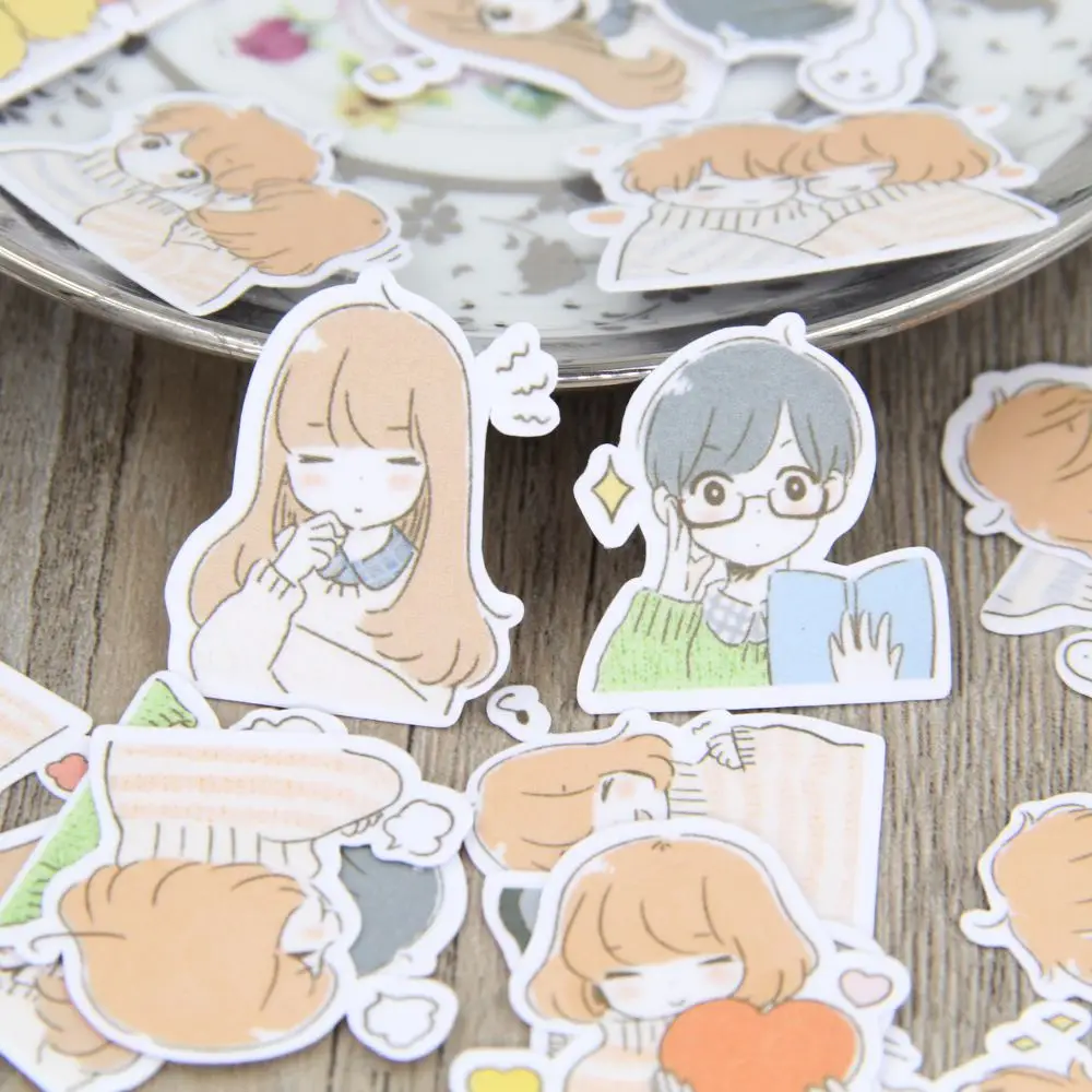 

40 cute hand-painted manga girls boys couple toy-based decals luggage laptop skateboard refrigerator snowboard ski accessories