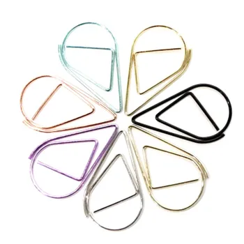 

10 Pcs/set Metal Material Drop Shape Paper Clips Gold Silver Color Funny Kawaii Bookmark Office Shool Stationery