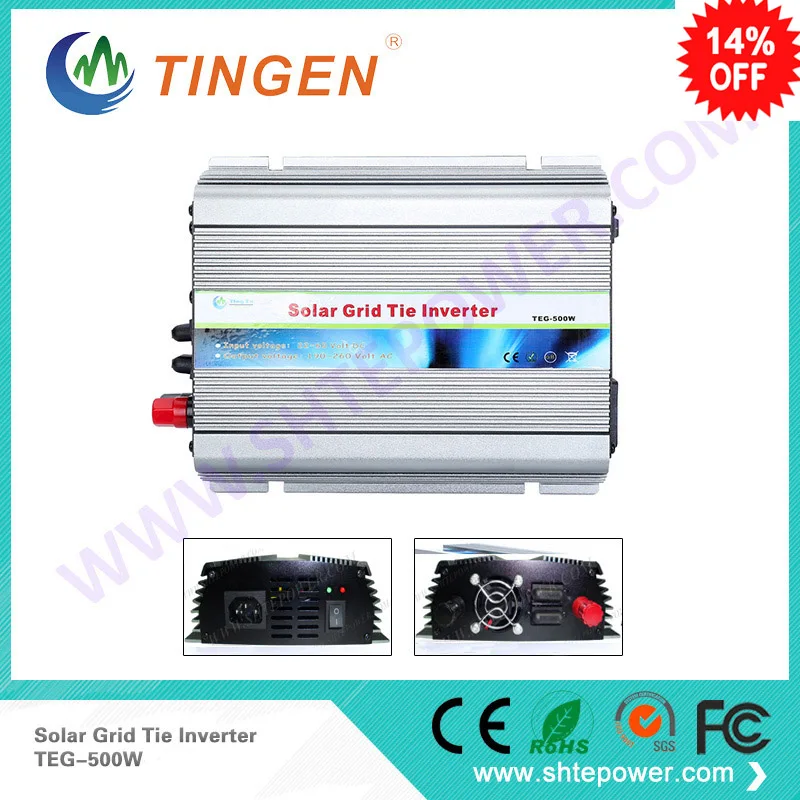 

Solar power inverter On Grid Tie system Pure sine wave 12V 24V DC input convert to AC output 110V 220V options 500W