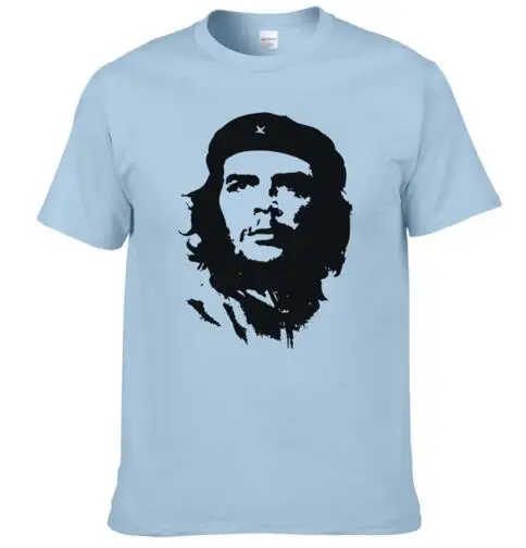 Che Guevara Hero, Мужская футболка, высокое качество, с принтом, хлопок, короткий рукав, футболки, хипстер, с рисунком, крутая мужская одежда - Цвет: The light blue