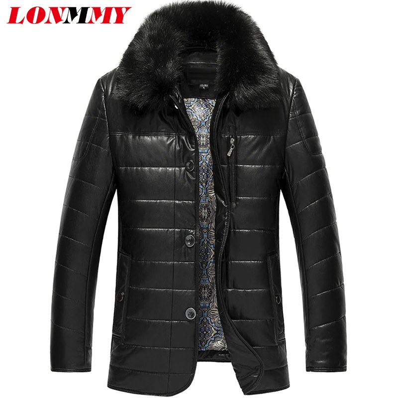 LONMMY 6XL 7XL 8XL длинный кожаный Тренч, мужские куртки, повседневная кожаная куртка из искусственной замши с меховым воротником, Мужская ветровка зима