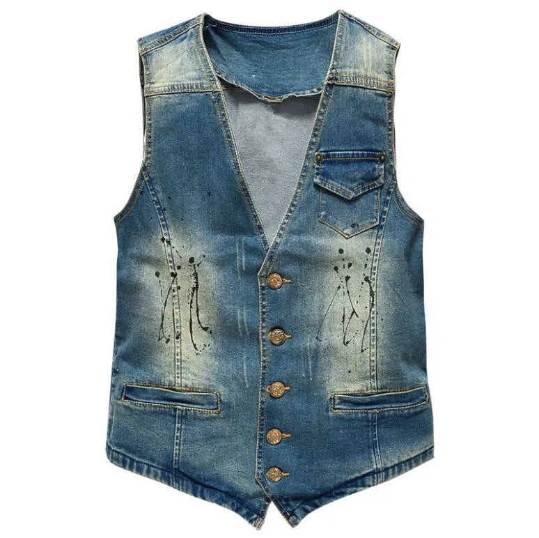 2021 Mens Vintage Denim Vests Fashion Sleeveless Jacket Brand Clothing