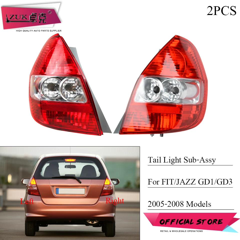 

ZUK 2PCS Tail Light Tail Lamp Taillights For HONDA FIT JAZZ GD1 GD3 2005 2006 2007 2008 Hatchback 33551-SAA-H02 33501-SAA-H02